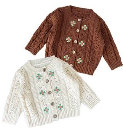 0-3Yrs Baby Hollow Sweater Knitted Cardigan Jacket Baby Sweater Coat Girls Cardigan Girls Autumn Winter Sweaters