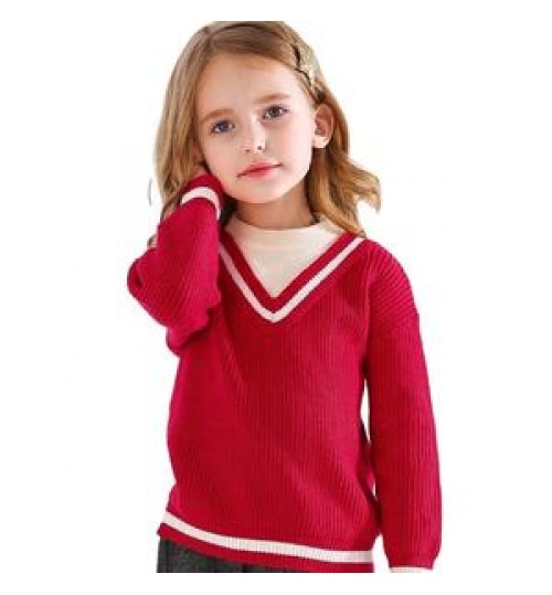 Wholesale Custom V Neck 100% Organic Cotton Winter Red Soft Cable Knitted Baby Boys' Sweaters