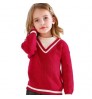 Wholesale Custom V Neck 100% Organic Cotton Winter Red Soft Cable Knitted Baby Boys' Sweaters