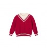 Wholesale Custom V Neck 100% Organic Cotton Winter Red Soft Cable Knitted Baby Boys' Sweaters