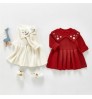 OEM service Baby girl warm dress knitted embroidered princess sweater dress newborn baby clothes embroided sweater