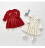 OEM service Baby girl warm dress knitted embroidered princess sweater dress newborn baby clothes embroided sweater