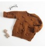 2021 Winter fall knitted baby girl cardigan sweater with pom pom