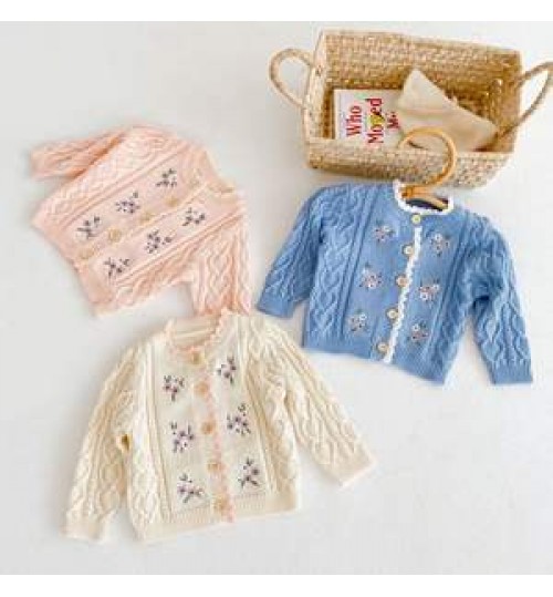 Children Baby Sweater collar Knitted Cardigan Jacket Baby Sweater Coat Girls Cardigan Autumn Winter Sweaters
