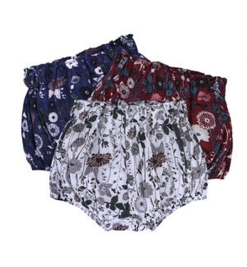 Vintage flower print girls organic kids baby underwear breathable