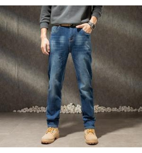 Jeans Jeans Straight Wholesale Custom Vintage Blue Washed Straight Jeans Men For Casual Fall Slim Denim