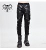 Pants PT115 Devil Fashion Leather Asymmetric Patchwork Rivets Punk Rock Men Trousers Latex Pants With Pocket