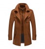 New Autumn Winter High Quality Solid Color Men's Wool-blended Overcoat Long Casual Double Collar Warm Coat For Men
