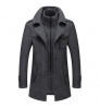 New Autumn Winter High Quality Solid Color Men's Wool-blended Overcoat Long Casual Double Collar Warm Coat For Men