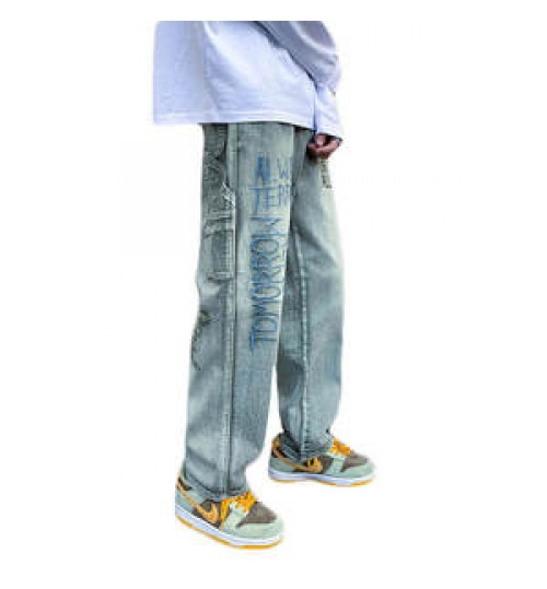 Men's Jeans Wholesale Price High Quality Men's Jeans Straight Tube Loose Wide Leg Pants Embroidery Design Goods Stock Men's Pants