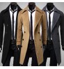 Custom Latest design high quality men's long woollen trench overcoat winter coat wool men coat with button