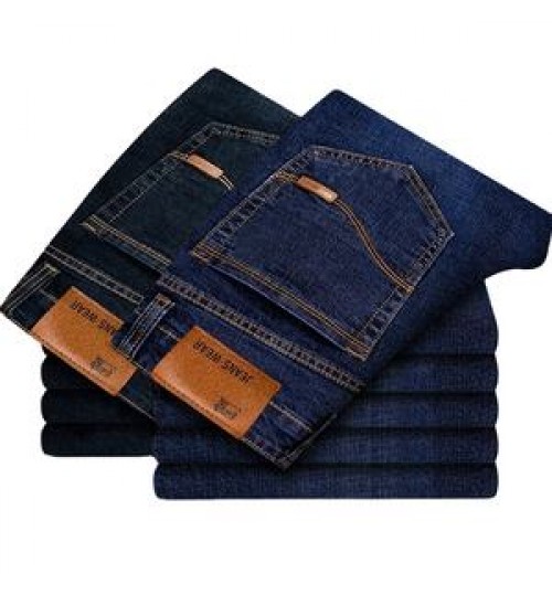 Wholesale Fashion Middle Waist Stretch Casual Jeans Custom Man Cotton Straight Leg Jeans Plus Size Men's Elastic Jeans