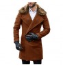 Men's Custom Winter Trench Overcoat Removable Fur Collar Top Coat Double Breasted Business Long Coat