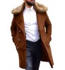 Men's Custom Winter Trench Overcoat Removable Fur Collar Top Coat Double Breasted Business Long Coat
