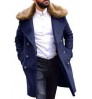 Men's Custom Winter Trench Overcoat Removable Fur Collar Top Coat Double Breasted Business Long Coat