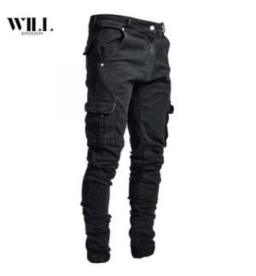 New stock men's jeans side pocket leg pants, skinny jeans, men's jeans
