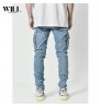 New stock men's jeans side pocket leg pants, skinny jeans, men's jeans