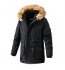 Winter Thicken Warm Soild Color Casual Streets Cold-Proof Jacket,Men's Fur Collar Parkas Coat