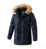Winter Thicken Warm Soild Color Casual Streets Cold-Proof Jacket,Men's Fur Collar Parkas Coat