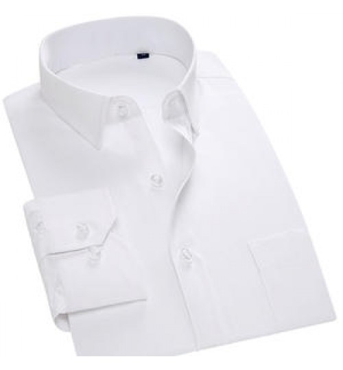 Dress Shirt For Men Solid Color Fabric White Shirt Custom Design Long Sleeve Men's Business Shirts