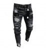 New Italy Style Men's Distressed Destroyed Badge Pants Art Patches Skinny Biker White Jeans Slim Trousers