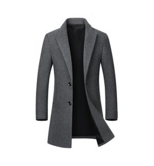 Abrigo Largo Hombre Classic Cardigan Single Breasted Men's Wool Overcoat Warm Winter Long Mens Trench Coat