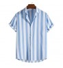 Men's Shirt Shirts Shirts New Cotton Casual Men's Striped Shirt Breathable Loose Lapel Short Sleeve Men's Business Shirts