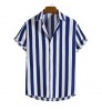 Men's Shirt Shirts Shirts New Cotton Casual Men's Striped Shirt Breathable Loose Lapel Short Sleeve Men's Business Shirts