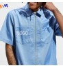 OEM custom high quality short sleeve fashionable short-sleeved pocket casual turn-down collar men's zip up mens work shirts
