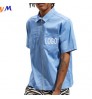 OEM custom high quality short sleeve fashionable short-sleeved pocket casual turn-down collar men's zip up mens work shirts