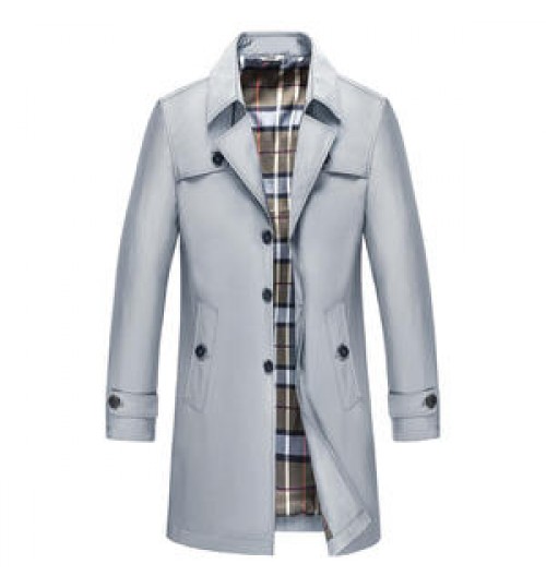 Slim Long Jacket Solid Slim Men's Trench Coat Plus Size single breasted custom stylish long trench coats mens