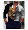 Custom LOGO Lion Printed Men's Shirts 2022 New Fashion Long Sleeve Shirt Plus Size Single Button Turn Down Spring Men Clothing