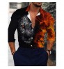 Custom LOGO Lion Printed Men's Shirts 2022 New Fashion Long Sleeve Shirt Plus Size Single Button Turn Down Spring Men Clothing
