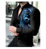 Custom LOGO Lion Printed Men's Shirts 2022 New Fashion Long Sleeve Shirt Plus Size Single Button Turn Down Spring Men Clothing