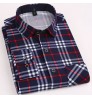 New Fashion Blue Casual Shirt England Style Stand-up Collar Polo T Shirts Plaid Long Sleeve Men's Shirts