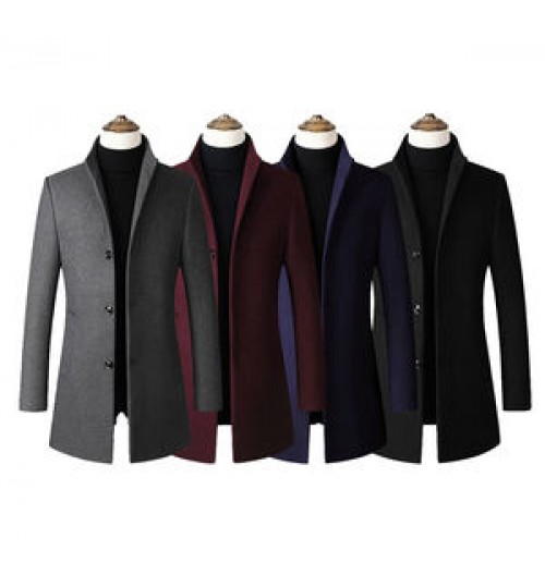 Autumn and Winter Woolen Custom Jacket Mens Casual Jackets Men's Plus Size Windbreaker Long Coat
