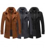 Autumn and Winter New Men's Double Collar Woolen Warm Plus Size Long Coat Windproof Jacket for Men