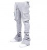 Custom 100% cotton high quality Casual men's with pocket Jogger Track Pants drawstring Elastic Waistband Stacked pants for men