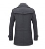 New Men Wool Blends Coats Autumn Winter Solid Color Cold Resistant Men Woolen Overcoat Double Collar Casual Trench Coat Male