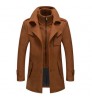 New Men Wool Blends Coats Autumn Winter Solid Color Cold Resistant Men Woolen Overcoat Double Collar Casual Trench Coat Male