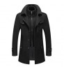 New Men Wool Blends Coats Autumn Winter Solid Color Cold Resistant Men Woolen Overcoat Double Collar Casual Trench Coat Male