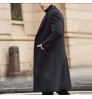 Autumn and Winter Casual Solid Color Men's Jacket Woolen Coat Thicken Warm Long Trench Coat With pocket trim