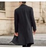 Autumn and Winter Casual Solid Color Men's Jacket Woolen Coat Thicken Warm Long Trench Coat With pocket trim