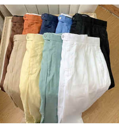 Wholesale Breathable Fabric In Summer High Quality Slim Fit Straight Oversize Men's Trousers 100%Linen Twill Chino Casual Pants