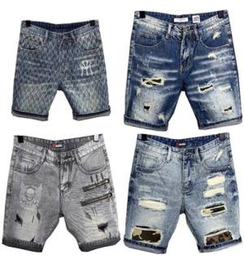 High quality jeans shorts Men's summer stretch denim pants boys short pants Young jeans fit skinny breathable Five trousers