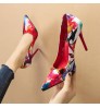 Wholesale fashion pointed floral thin heels mature sexy stilletos high heel shoes