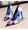 Wholesale fashion pointed floral thin heels mature sexy stilletos high heel shoes