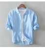 Wholesale bulk eco friendly natural men's plus size hemp linen button down shirts eco 100% long sleeve men casual for men