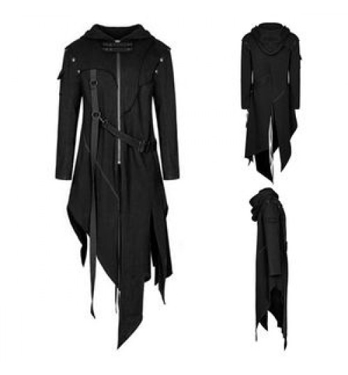 YiXin Plus Size Men's Jackets Gothic Black New Hooded Coat Casual Jackets For Men 2022 Mens Windbreaker Hooded Jacket