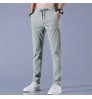 Men's Ice Silk Trousers Solid Color Mid-Waist Loose Breathable Straight-Leg Casual Pants Thin Quick-Drying Sports Pants
